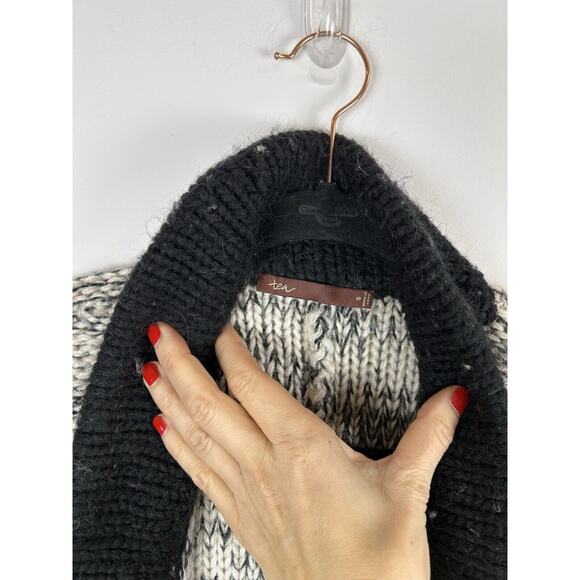 Alpaca Wool Blend Thick Heavy Open Cardigan Women's TEA Size Small Elbow Sleeve - Picture 8 of 9